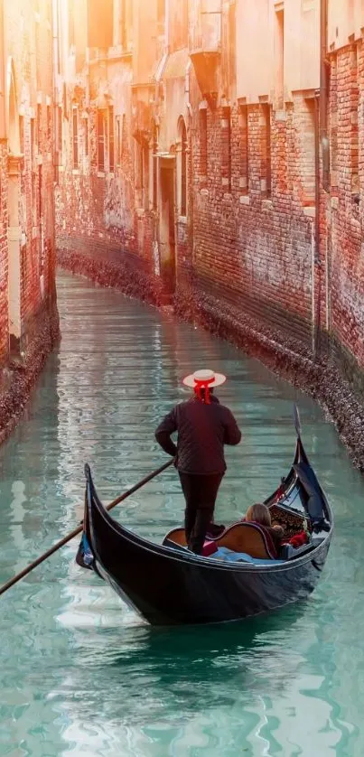 Gondola on a sunlit Venetian canal.