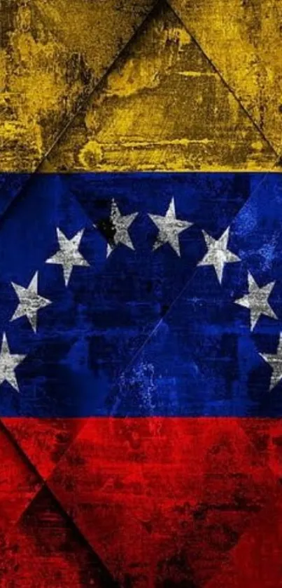 Grunge Venezuelan flag wallpaper with stars.