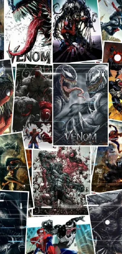 Collage of Venom comic scenes showcasing dynamic action.