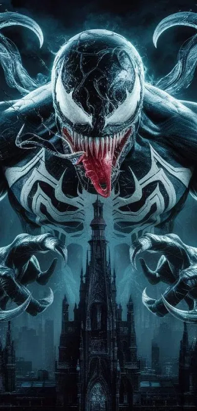 Dynamic Venom-themed mobile wallpaper featuring bold comic design.