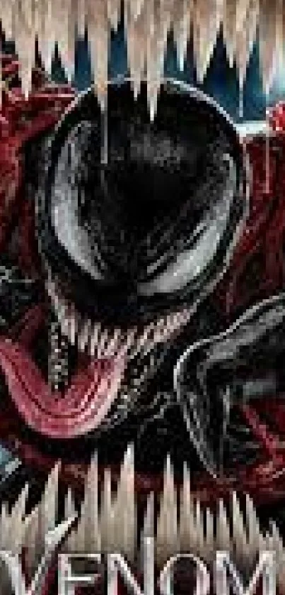 Venom-themed mobile phone wallpaper with intense graphic detail.