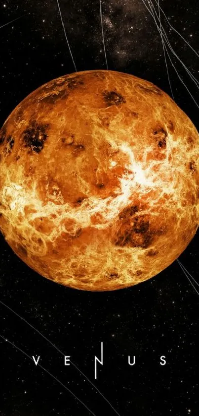 Venus planet depicted in vibrant space-themed wallpaper.