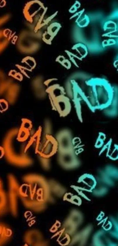 Vibrant 'BAD' typography in blue and orange hues on a black background.