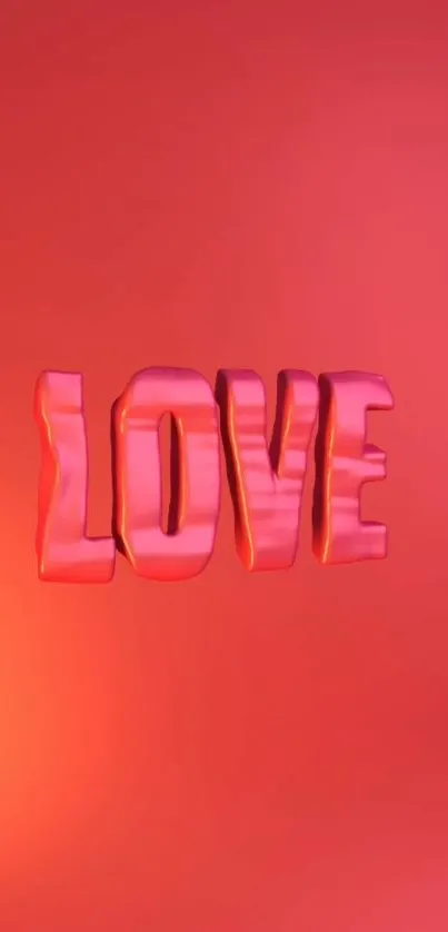 Red gradient wallpaper with 3D text 'LOVE'.