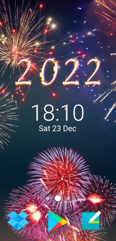 Mobile wallpaper showing 2022 fireworks display.