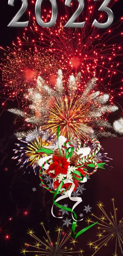 Vibrant fireworks celebrating 2023 with colorful explosions on a black background.