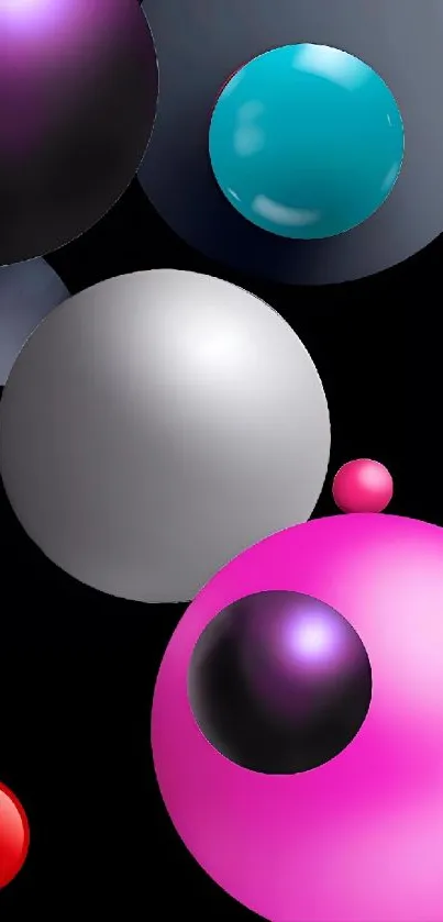 Vibrant 3D abstract spheres on a dark background.