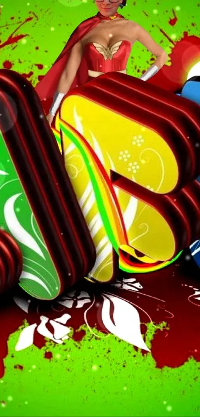 Vibrant 3D mobile wallpaper with colorful and dynamic design elements.