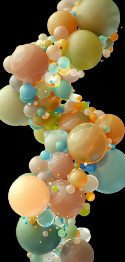 3D abstract bubble art wallpaper in black background.