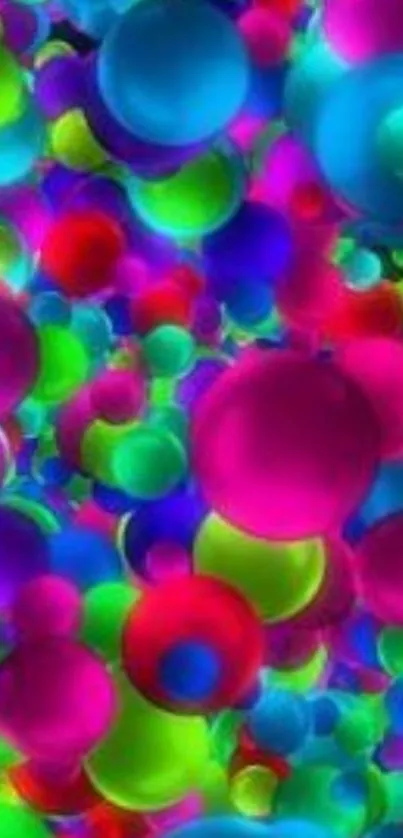 Vibrant mobile wallpaper with colorful spheres.