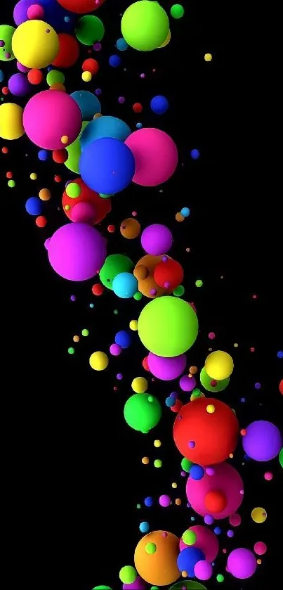 Vibrant 3D bubbles on a black background wallpaper.