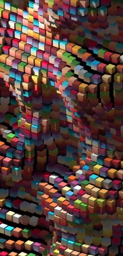 Vibrant 3D colorful blocks creating an abstract pattern wallpaper.