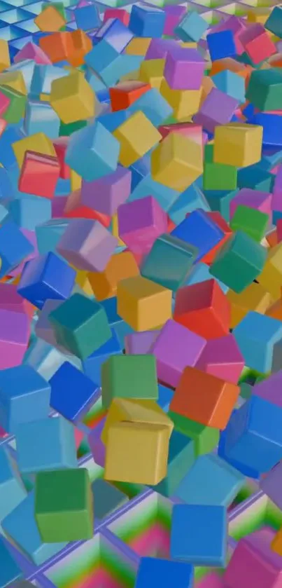 3D vibrant colorful blocks scattered art