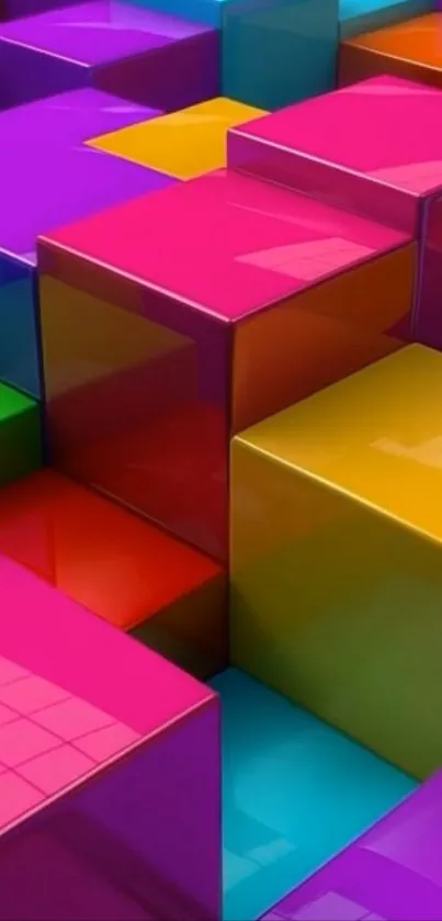 Vibrant 3D cubes with colorful geometric design.
