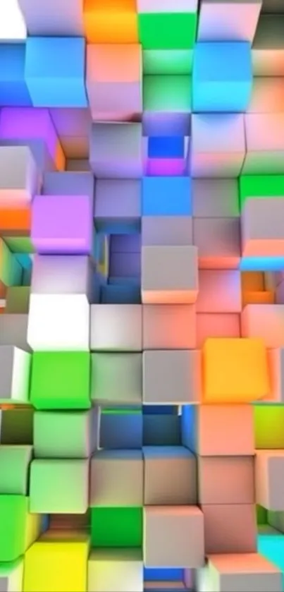Vibrant 3D colorful cubes wallpaper art.