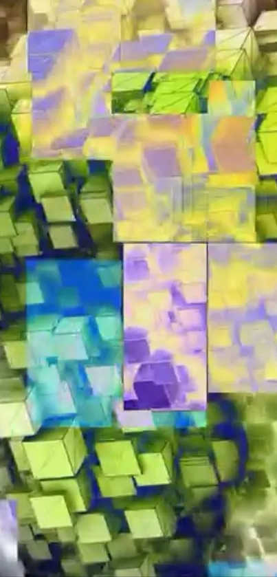 3D colorful cubes in abstract geometric pattern