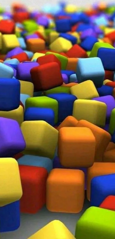 Colorful 3D cubes wallpaper with vibrant geometric design.