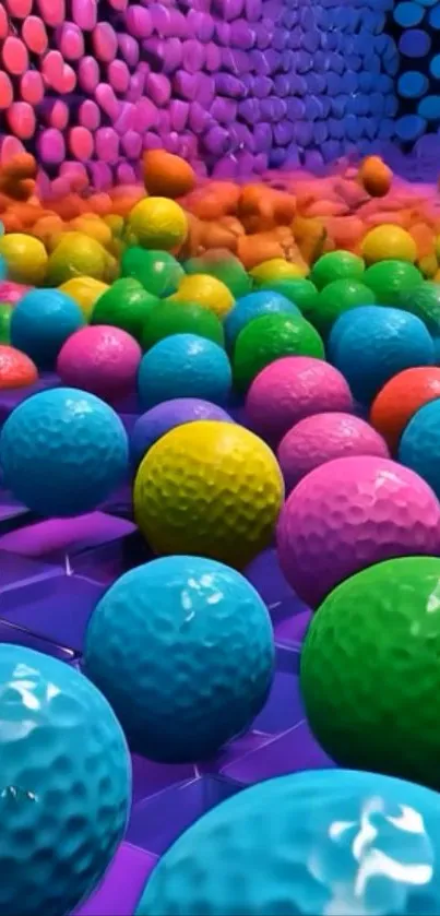 3D vibrant spheres in colorful abstract pattern