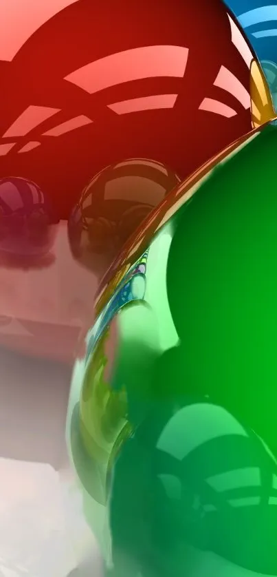 Vibrant 3D spheres wallpaper in red and green.