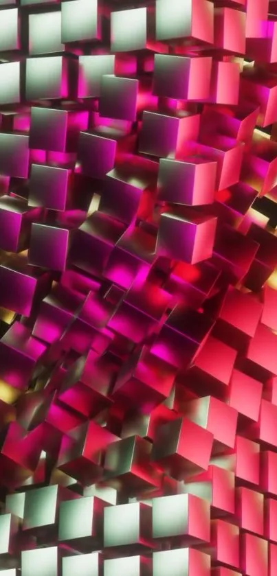 Mobile wallpaper with vibrant 3D cubes displaying gradients.