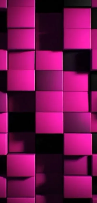 Vibrant magenta and black 3D cube pattern.