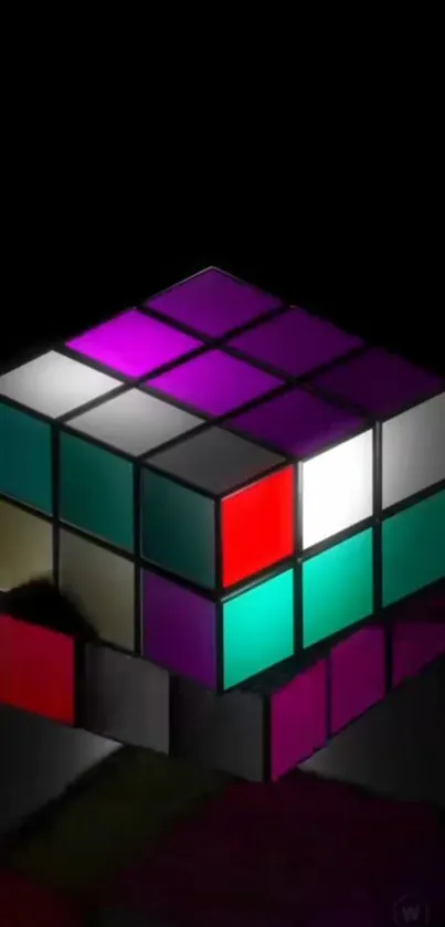 3D cube with vibrant colors on a black background.