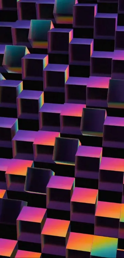 Vibrant 3D cubes wallpaper with dynamic colors.