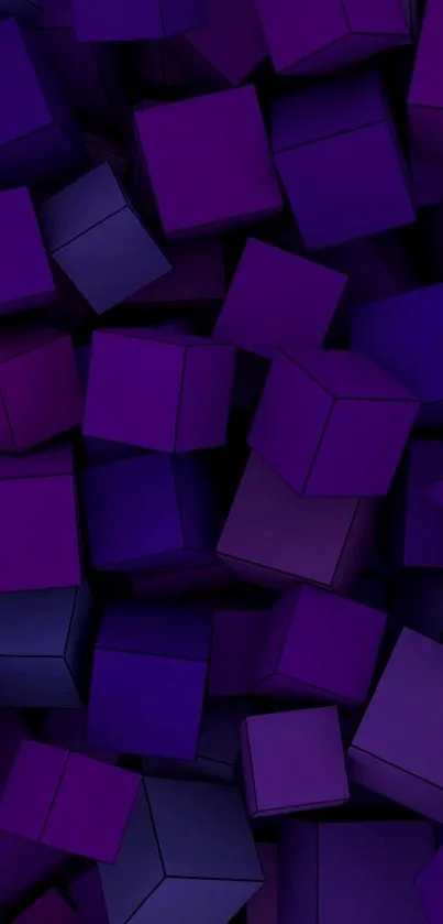 3D purple cubes wallpaper with geometric design.