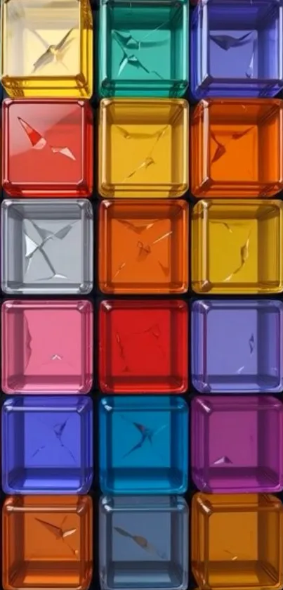 Colorful 3D cubes wallpaper with geometric design.