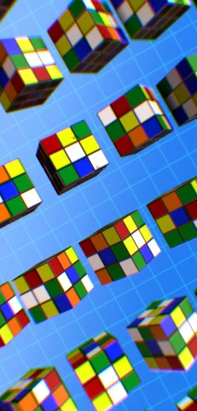 3D colorful cubes on a blue background