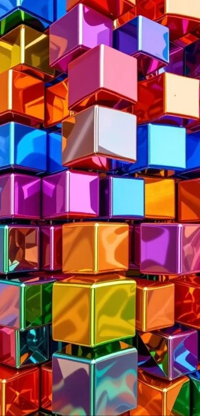 Multicolored 3D cubes in vibrant pattern.