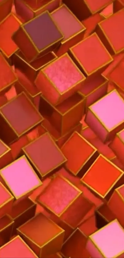 Red and pink 3D cubes wallpaper for mobile device.
