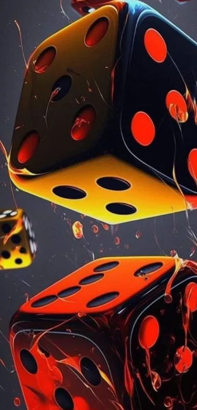 Vibrant 3D dice wallpaper with bold colors.