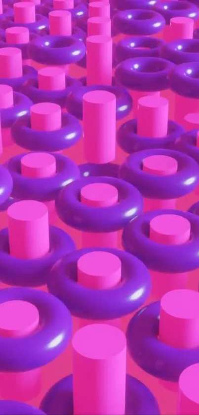 Pink and purple 3D geometric pattern wallpaper