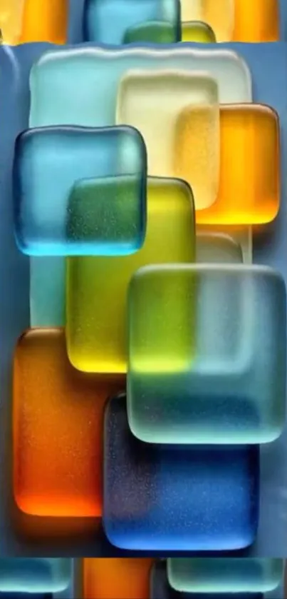 Vibrant abstract 3D glass art wallpaper.