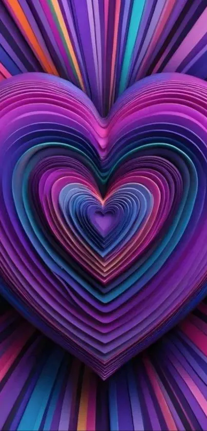 Vibrant 3D heart design with purple hues.
