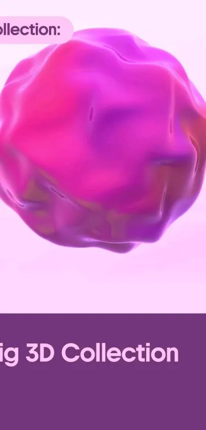 3D pink sphere with vibrant purple hues on a digital art wallpaper.