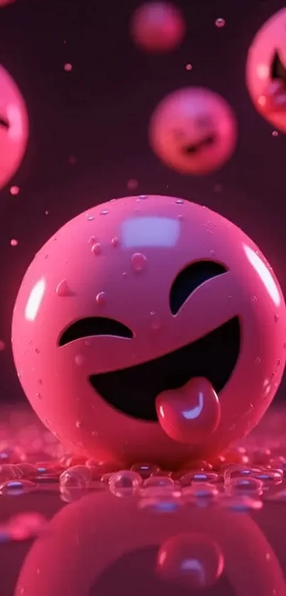 3D smileys with playful expressions and pink hue.