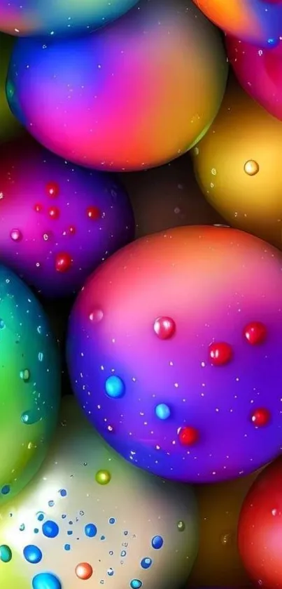 Vibrant 3D spheres in multicolor gradient on a mobile wallpaper.