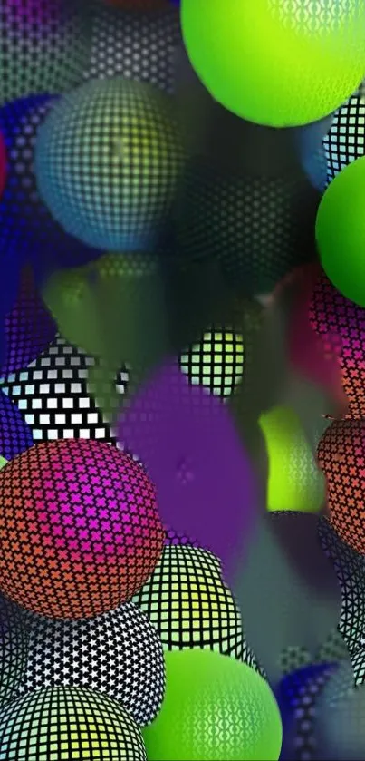 Dynamic 3D spheres with vibrant colors and patterns.