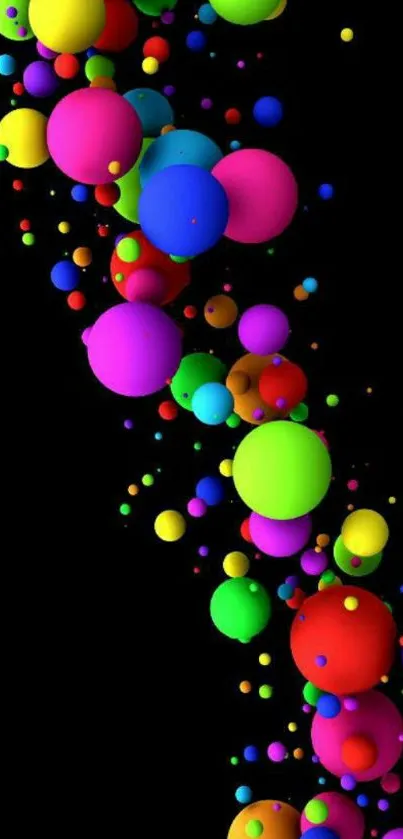 Colorful 3D spheres on a black background wallpaper.