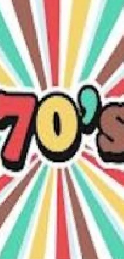 Colorful retro 70's themed wallpaper with vibrant stripes.