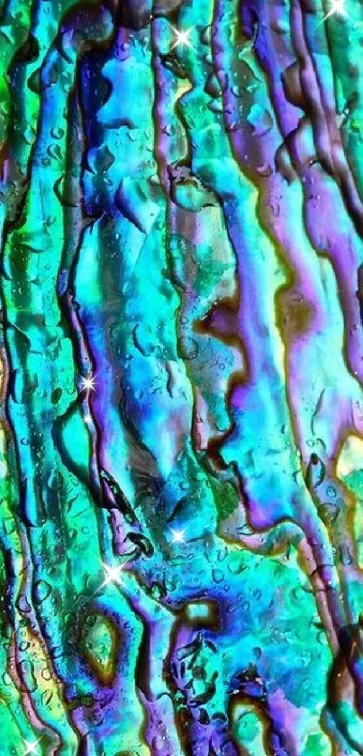 Vibrant abalone shell pattern with teal hues for mobile wallpaper.