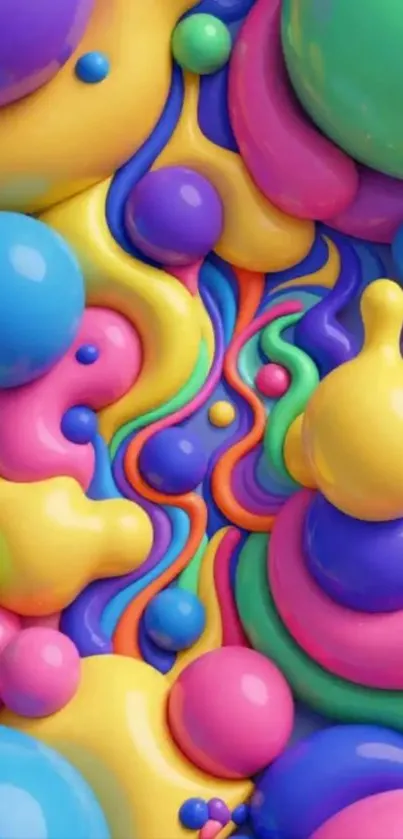 Vibrant 3D abstract bubbles with colorful patterns.