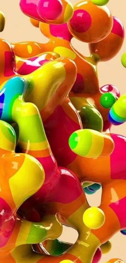 Vibrant abstract 3D wallpaper with colorful loops and shapes.