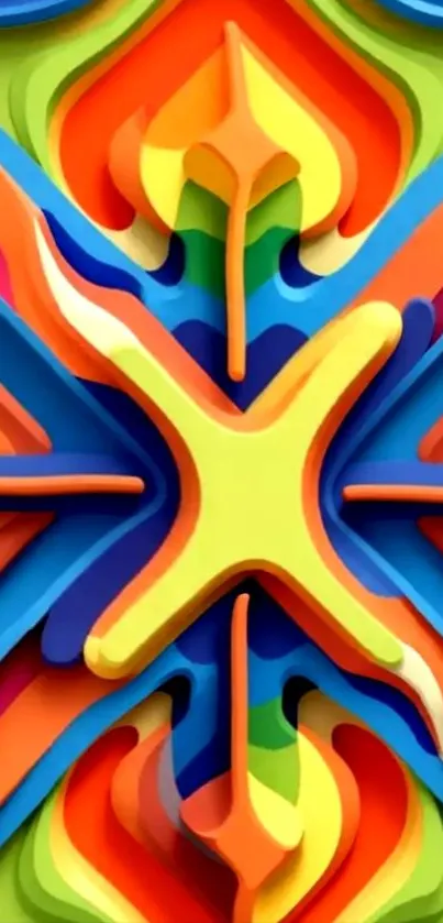 A vibrant abstract geometric art design in bold, bright colors.