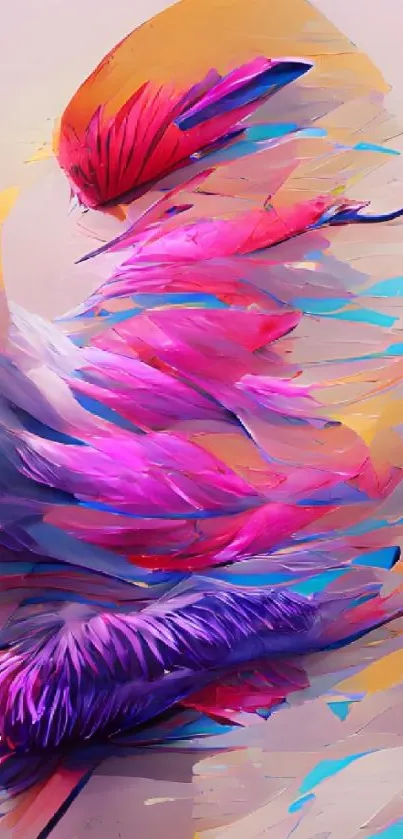 Vibrant abstract art wallpaper with pink, purple, and orange strokes.