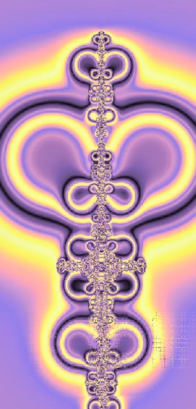 Intricate fractal art wallpaper with purple and yellow hues.