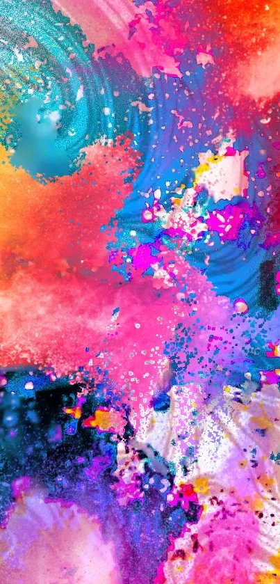 Vibrant abstract art wallpaper with colorful splashes.