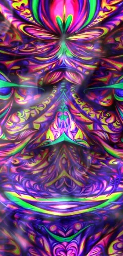 Vibrant abstract psychedelic art with intricate, colorful patterns.